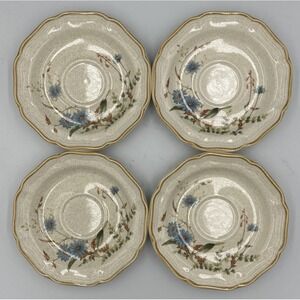 MIKASA BLUE DAISIES SAUCERS  Set of 4  Excellent Condition 6 1/4"‎